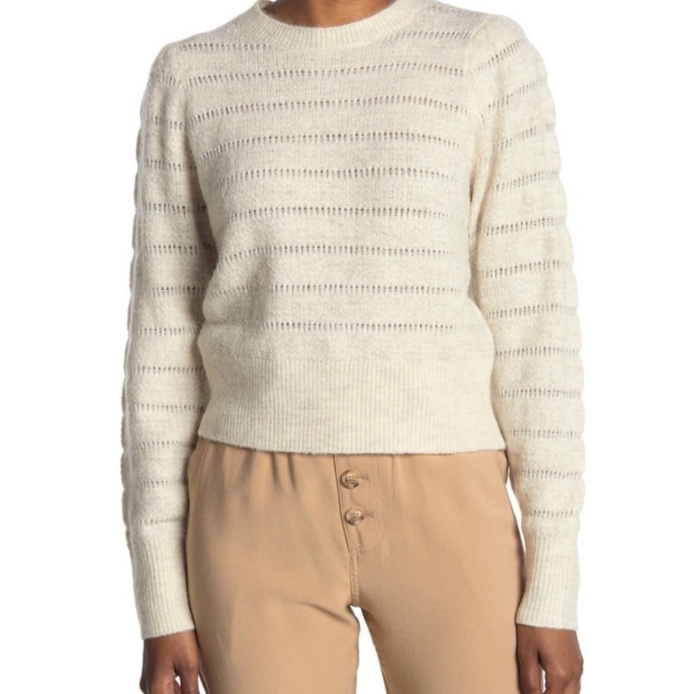 NEW Elodie Ivory Textured Crew Neck Knit Sweater